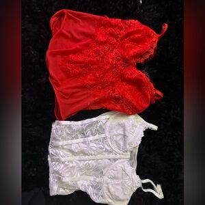 red and white bodysuit